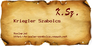 Kriegler Szabolcs névjegykártya