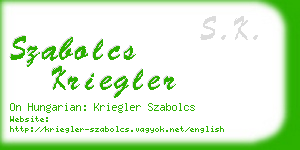 szabolcs kriegler business card
